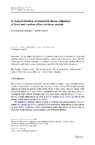 A characterization of admissible linear estimators of fixed and random effects in linear models