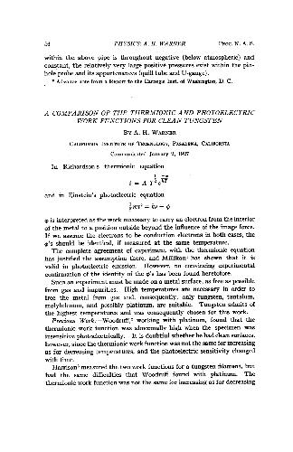 A Comparison of the Thermionic and Photoelectric Work Functions for Clean Tungsten