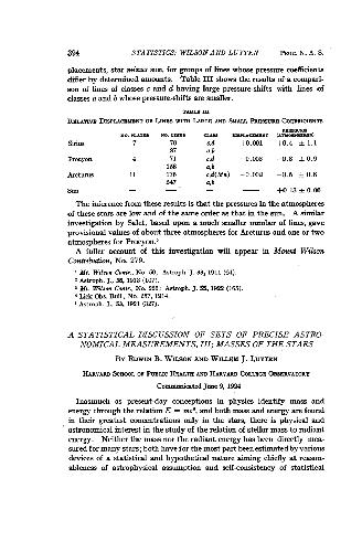 A Statistical Discussion of Sets of Precise Astronomical Measurements III; Masses of the Stars