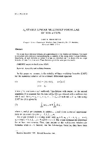 A0-stable linear multistep formulas of the-type