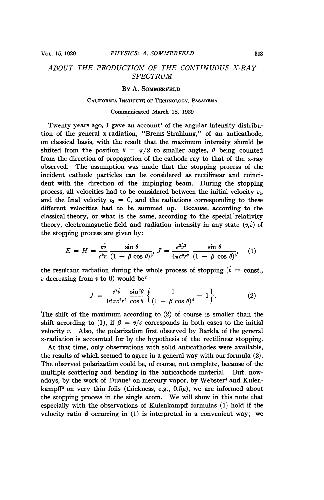 About the Production of the Continuous X-Ray Spectrum