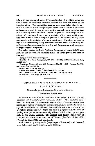 Absolute X-Ray Wave-Length Measurements