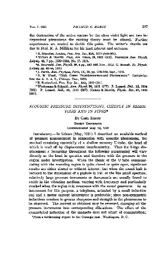 Acoustic Pressure Distributions, Chiefly in Reservoirs and in Pipes