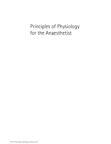 Principles of Physiology for the Anaesthetist