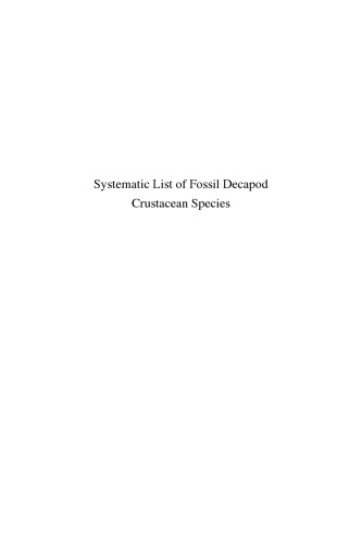 Systematic List of Fossil Decapod Crustacean Species