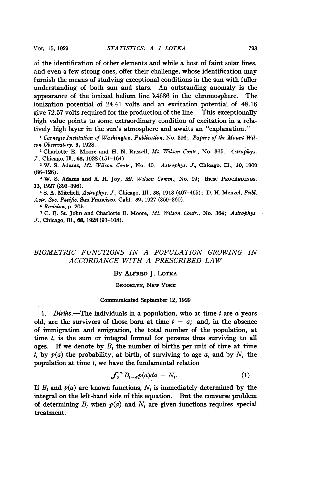 Biometric functions in a population growing in accordance with a prescribed law