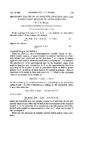 Boundary values of an analytic function and the Tchebycheff method of approximation