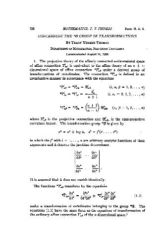 Concerning the [unk] Group of Transformations