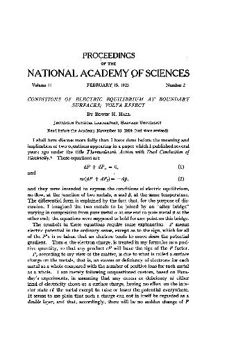 Conditions of Electric Equilibrium at Boundary Surfaces; Volta Effect