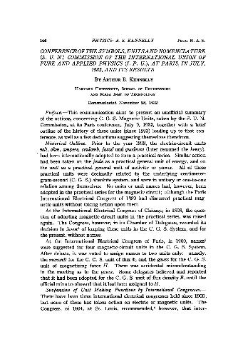 Conference of the Symbols, Units and Nomenclature (S. U. N.) Commission of the International Union of Pure and Applied Physics (I. P. U.) at Paris, in July, 1932, and Its Results