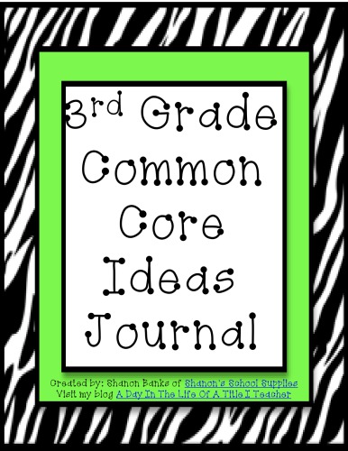 3rd Grade Common Core Standards Journal for Teachers--Green Zebra