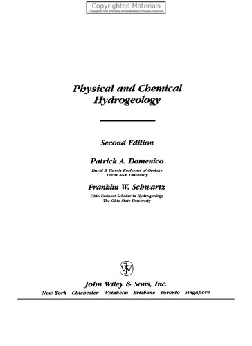 Physical and Chemical Hydrogeology