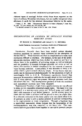 Decomposition of Ammonia by Optically Excited Mercury Atoms