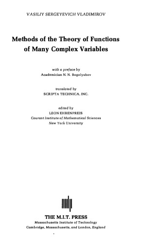 Methods of the theory of many complex variables