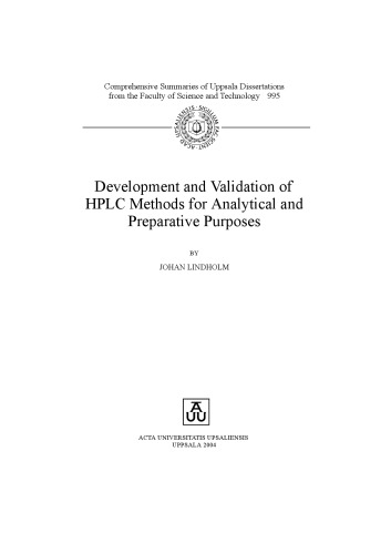 Development and Validation of HPLC Methods for Analytical and Preparative Purposes