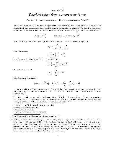 Dirichlet series from automorphic forms