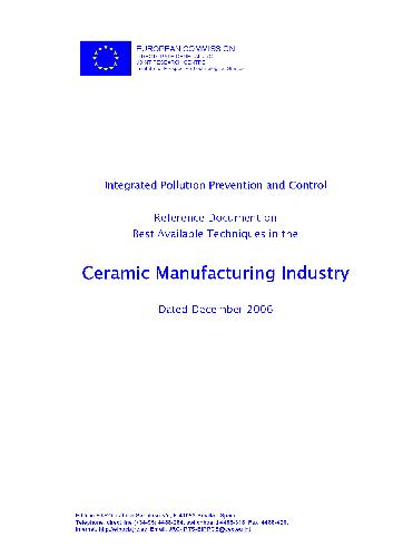 Eference Document on Best Available Techniques in the Ceramic Manufacturing Industry