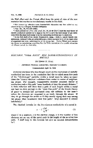 Electron 'Free Path' and Supra-Conductivity in Metals