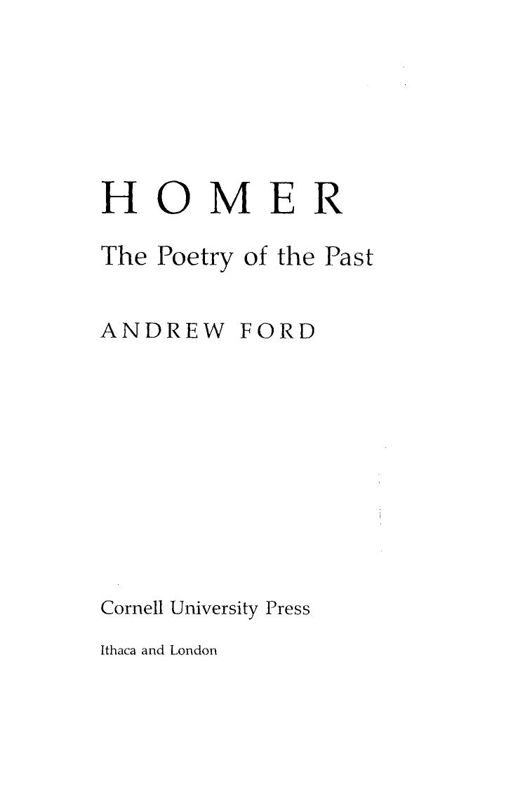 Homer: The Poetry of the Past