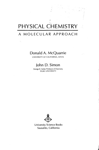 Physical Chemistry: A Molecular Approach