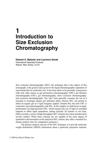 Handbook of Size Exclusion Chromatography and Related Techniques