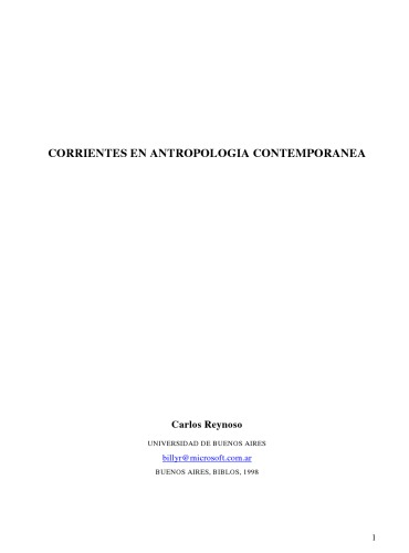 Corrientes en Antropología contemporánea