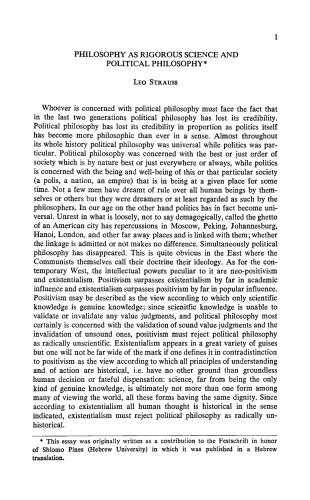 [Article] Philosophy as Rigorous Science and Political Philosophy