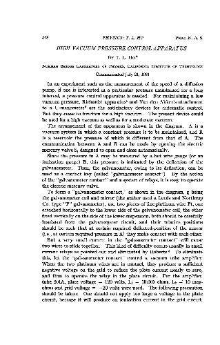 High Vacuum Pressure Control Apparatus