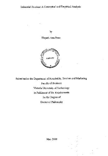 Industrial tourism. a conceptual and empirical analysis