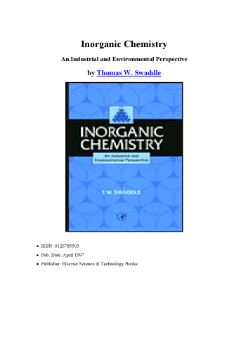 Inorganic Chemistry: An Industrial and Environmental Perspective