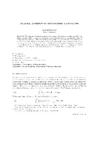 Integral Moments of Automorphic L-Functions