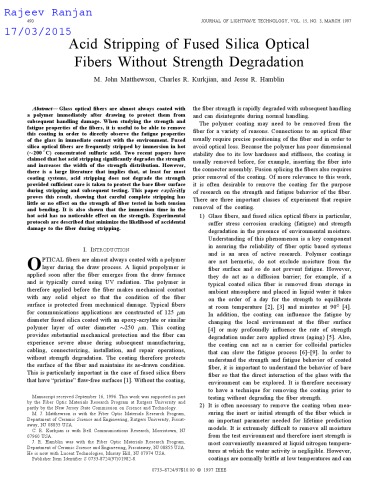 Acid Stripping of Fused Silica Optical Fibers Without Strength Degradation