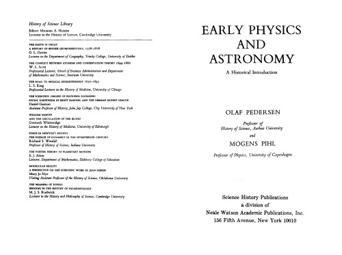 Early Physics and Astronomy: A Historical Introduction