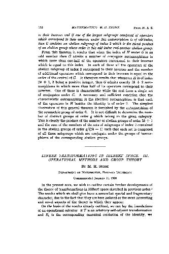 Linear Transformations in Hilbert Space III. Operational Methods and Group Theory