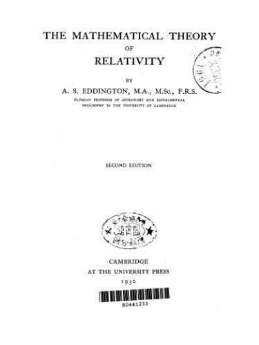 Mathematical Theory of Relativity