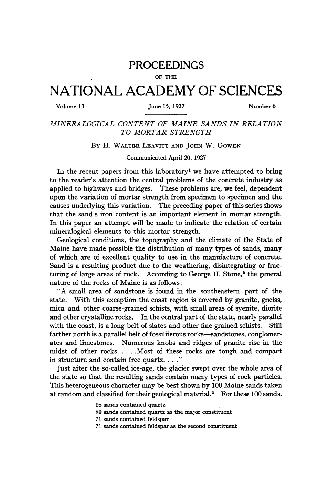 Mineralogical Content of Maine Sands in Relation to Mortar Strength