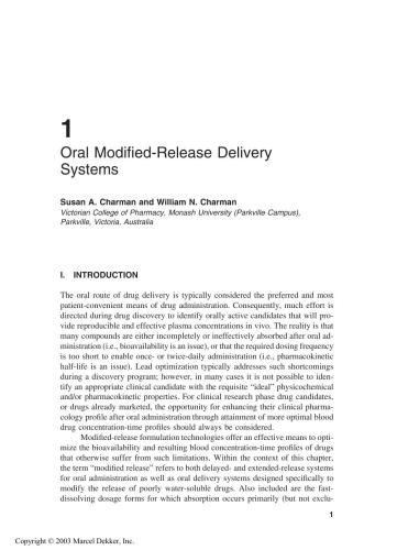 Modified-Release Drug Delivery Technology