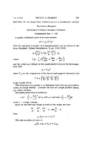 Motion of an Electric Particle in a Riemann Space