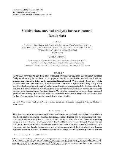 Multivariate survival analysis for casecontrol family data