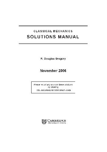 Solutions manual for Classical mechanics