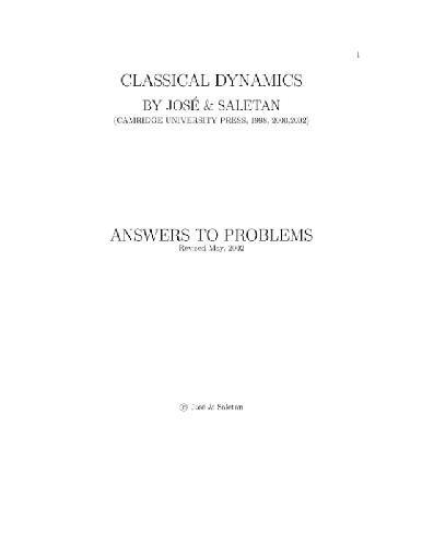 Solution manual for Classical dynamics. A contemporary approach