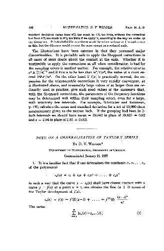 Note on a Generalization of Taylors Series