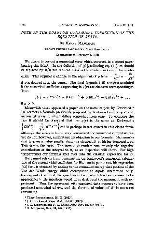 Note on the Quantum Dynamical Correction of the Equation of State