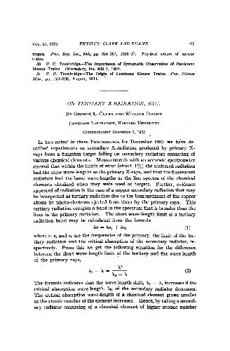 On Tertiary X-Radiation, Etc