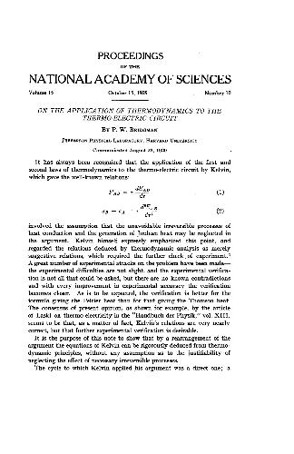 On the application of thermodynemics to the thermo-electric circuit