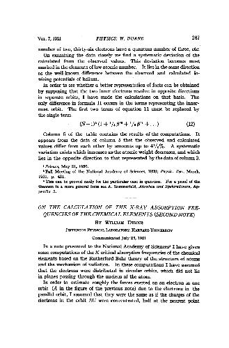 On the Calculation of the X-Ray Absorption Frequencies of the Chemical Elements (Second Note)