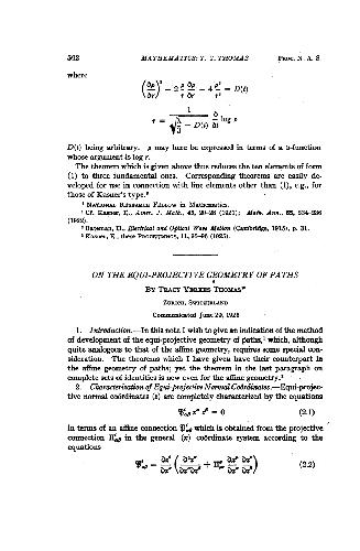 On the Equi-projective Geometry of Paths