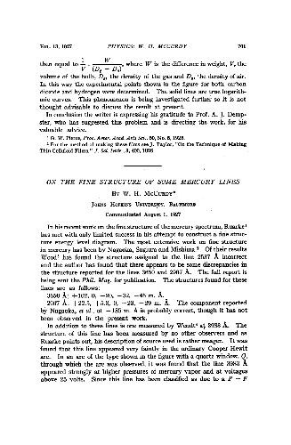 On the Fine Structure of Some Mercury Lines