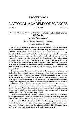 On the Quantum Theory of the Autoelectric Field Currents