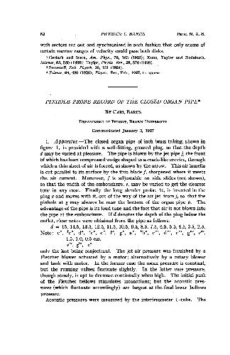 Pinhole Probe Record of the Closed Organ Pipe